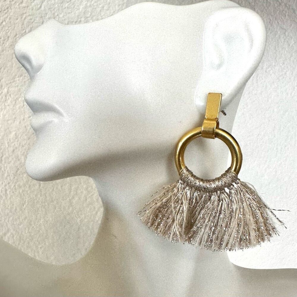 Gold tone tassel drop earrings